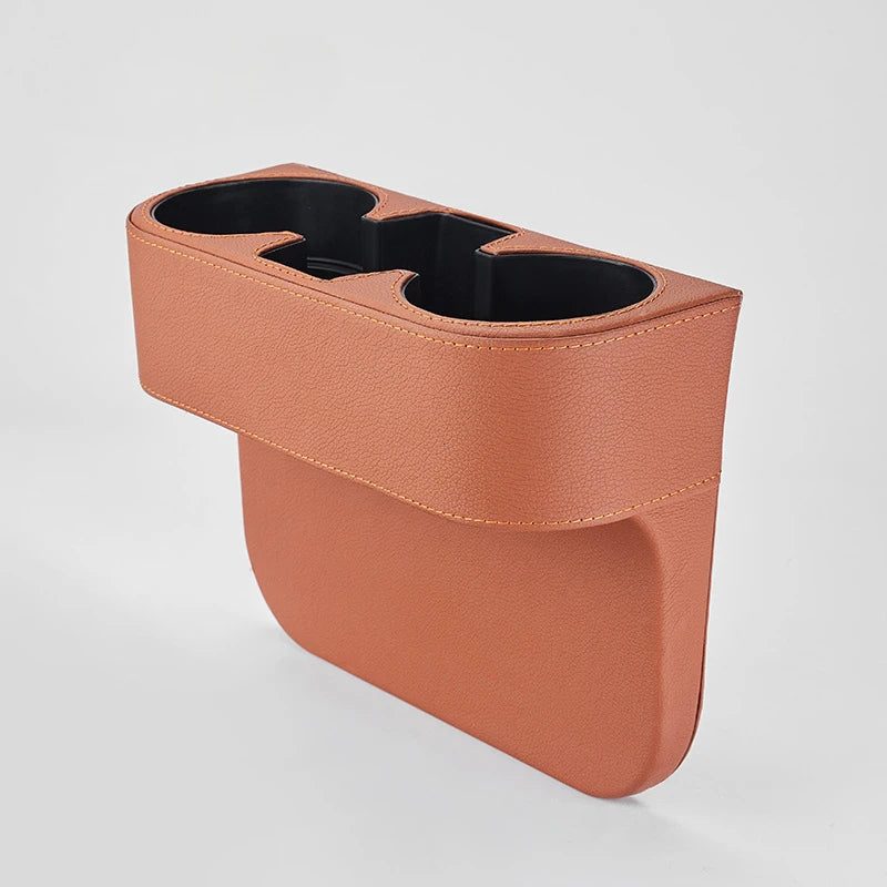 Leather Car Seat Gap Organizer and Dual Cup Holder
