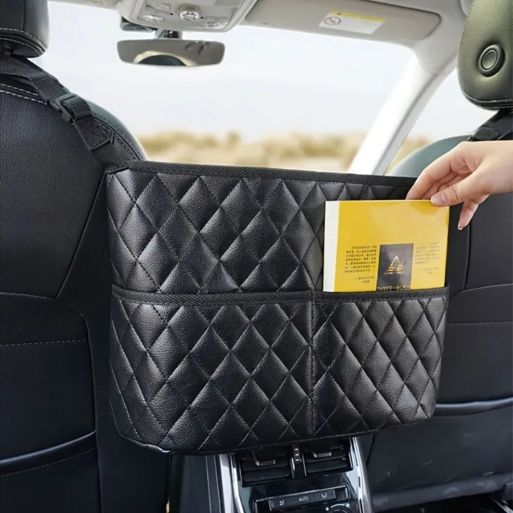 PU Leather Car Seat Back Storage Organizer Bag - 3