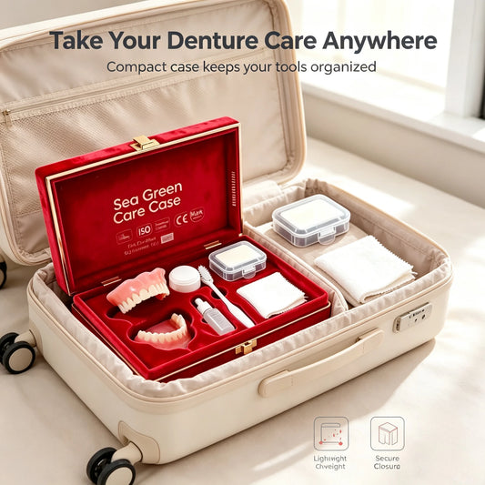 Full Mouth Denture Set with Storage Case and Cleaning Tools