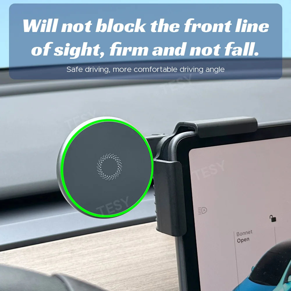 Magnetic Wireless Charging Car Phone Mount for Tesla and Electric Cars