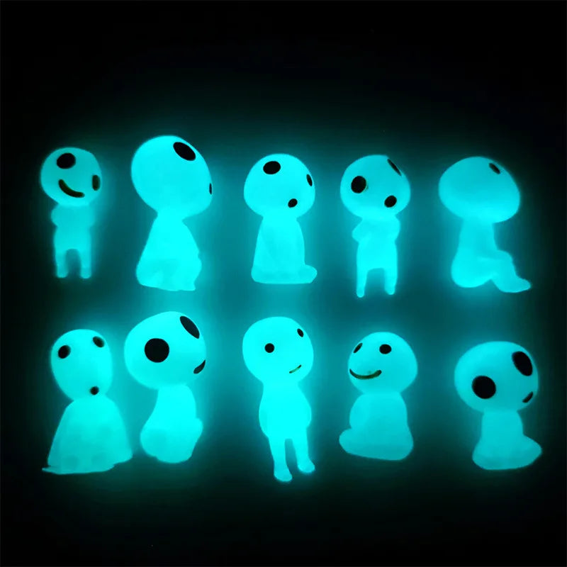 10pcs Luminous Tree Spirit Figurines Glowing Miniature Garden Statues - 10
