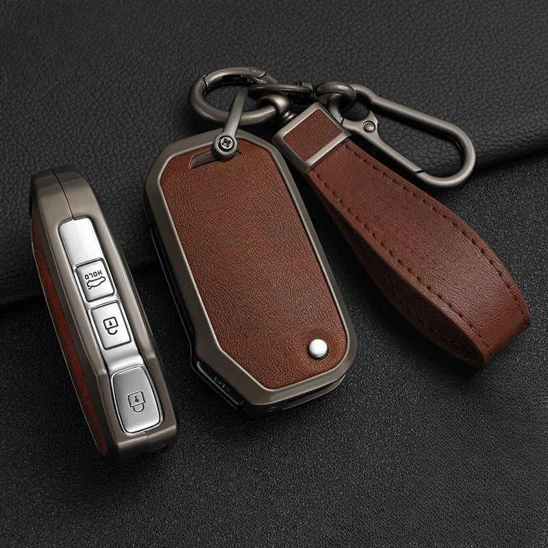 Leather and Zinc Alloy Car Key Case for Kia - 8