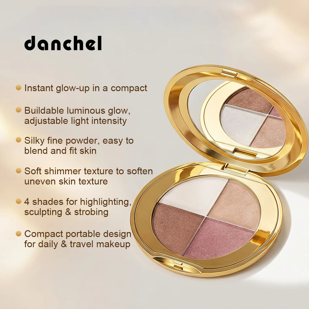 4-Color Shimmering Highlighting and Contouring Face Palette