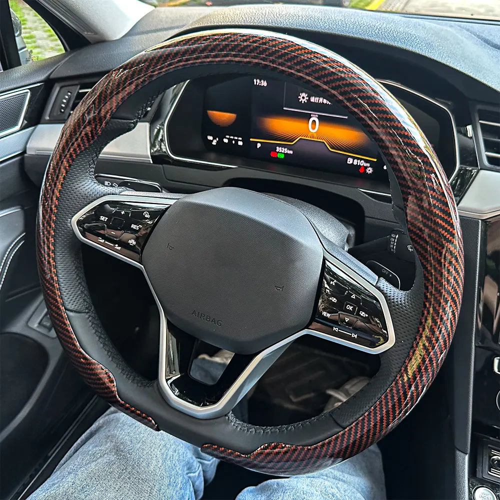 Carbon Fiber Texture D-Shape Steering Wheel Cover