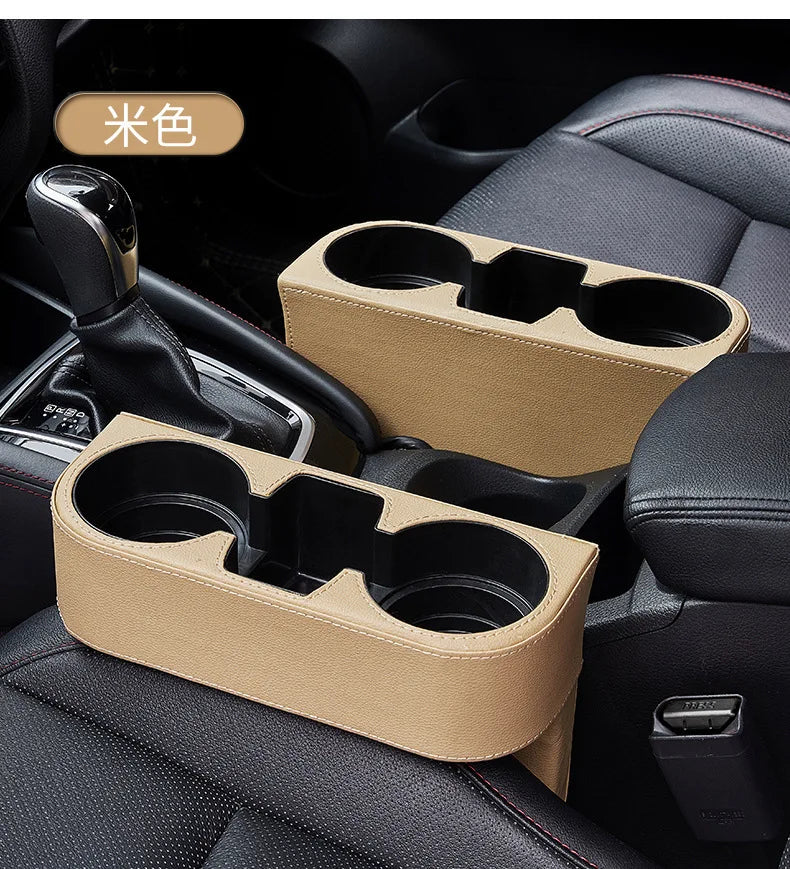 Leather Car Seat Gap Organizer and Dual Cup Holder - 17