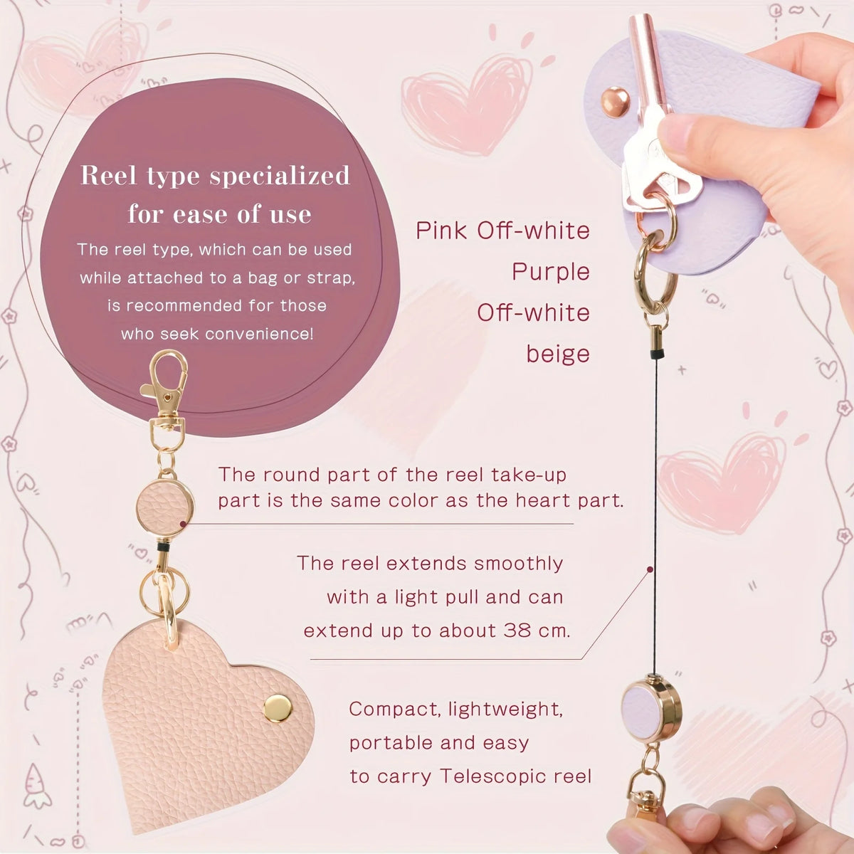 Heart-Shaped Retractable Keychain Wallet