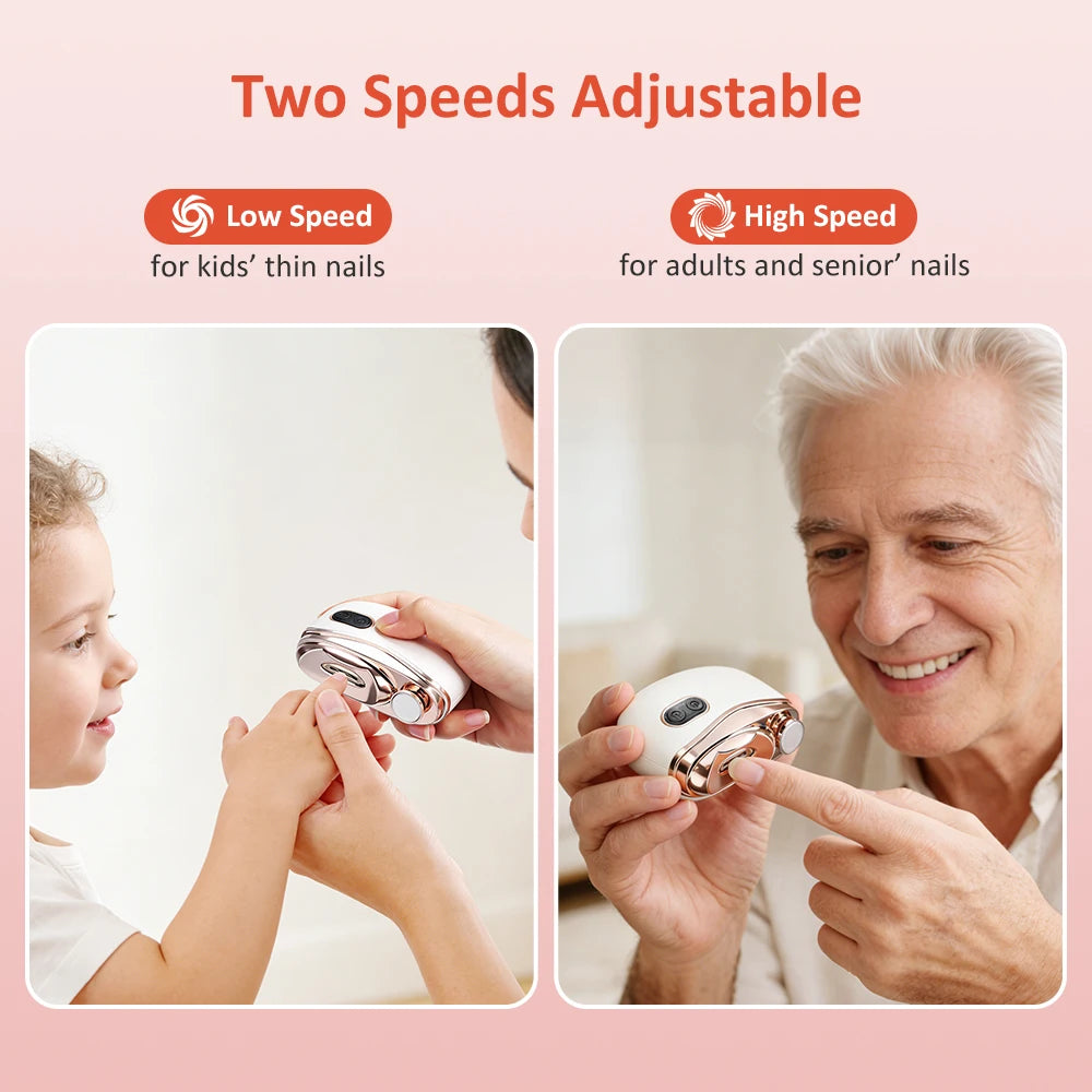 Electric Automatic Nail Trimmer and Polisher with LED Light