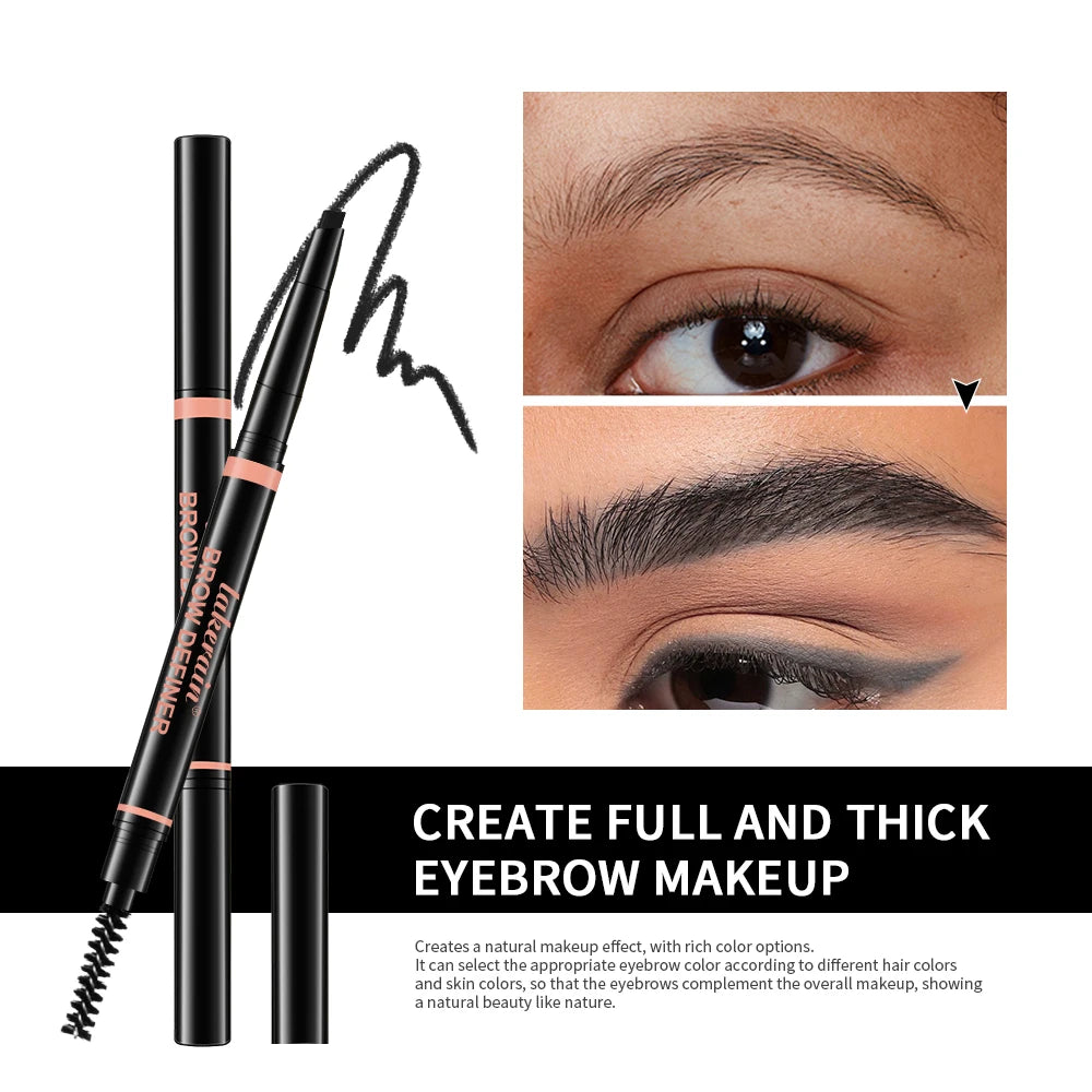 Waterproof Triangular Tip Eyebrow Pencil with Grooming Brush