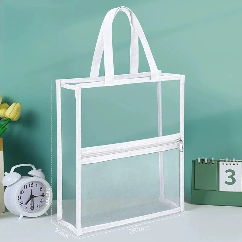 Transparent Mesh Document and Book Tote Bag for Students and Office