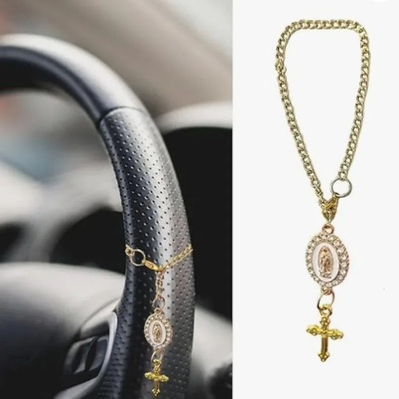Religious Car Steering Wheel Rosary Decoration - 7