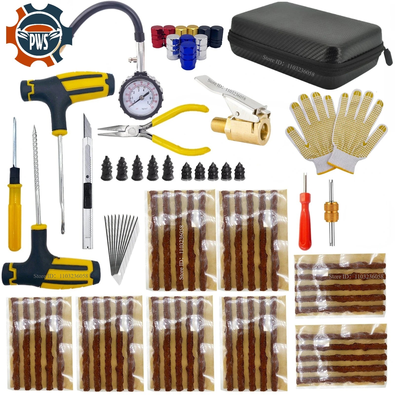 Emergency Auto Tire Repair Kit with Puncture Plug Tools - 1
