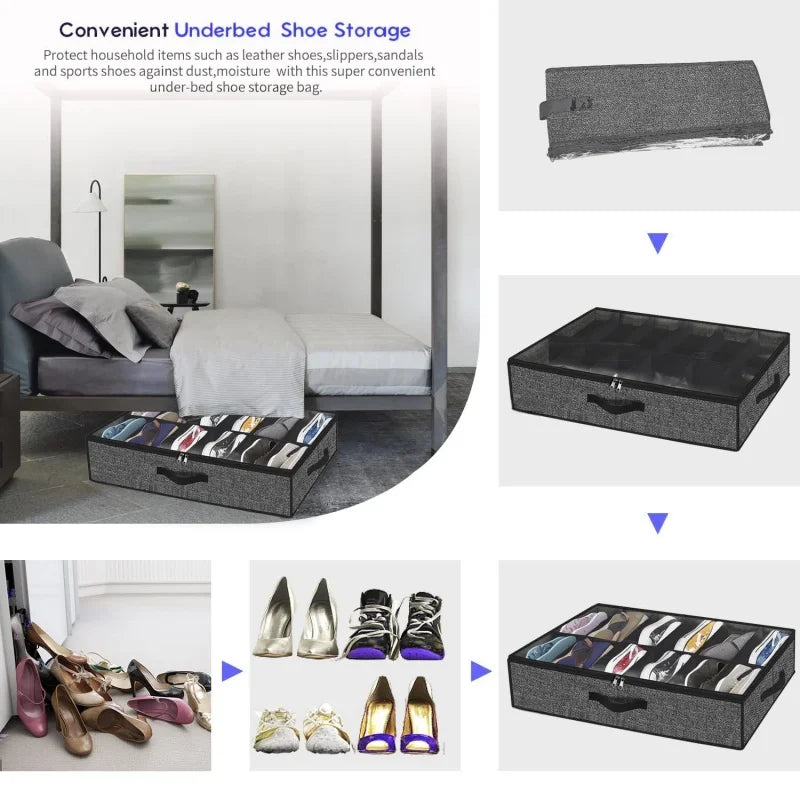 Under Bed Shoe Storage Organizer for 12 Pairs - 2