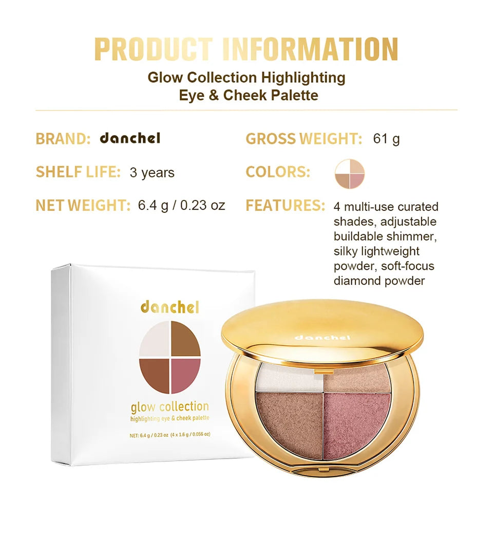 4-Color Shimmering Highlighting and Contouring Face Palette