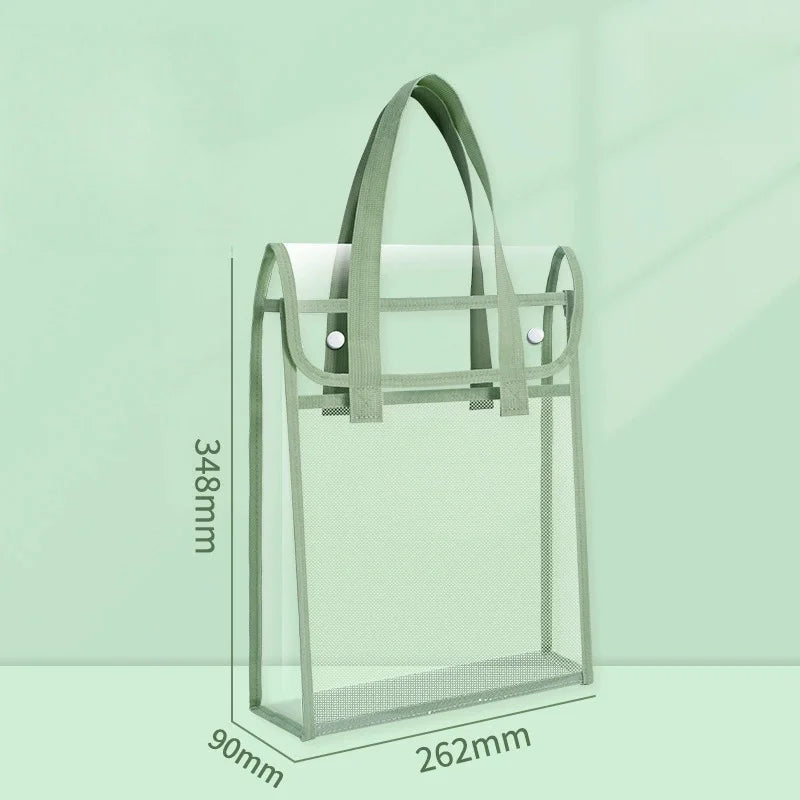 Transparent Double-Layer Student Tote Bag for Books and Supplies