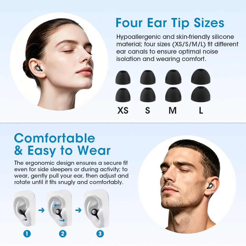 Reusable Noise Cancelling Silicone Ear Plugs for Sleeping - 8