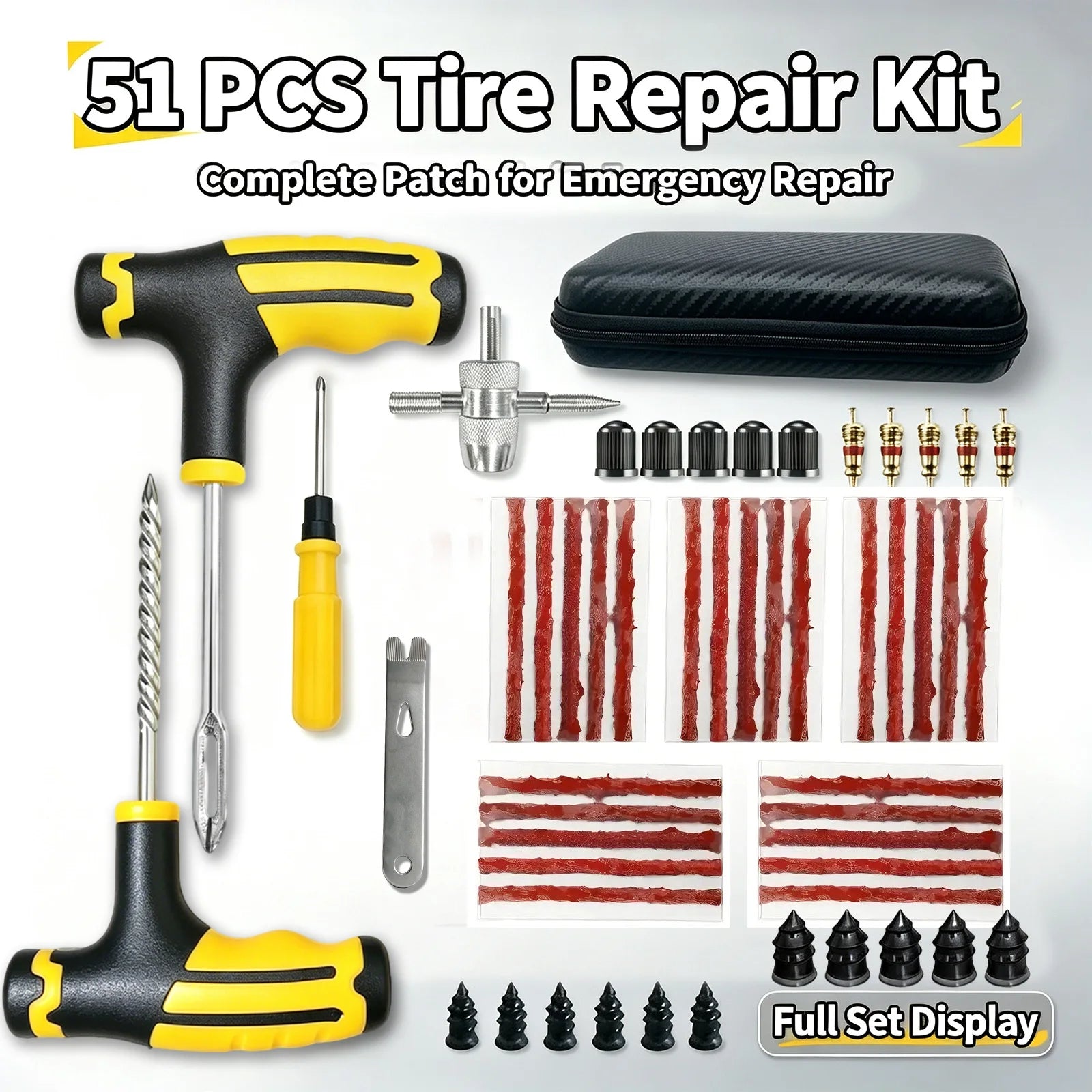 Emergency Tubeless Tire Repair Kit for Roadside Punctures - 7