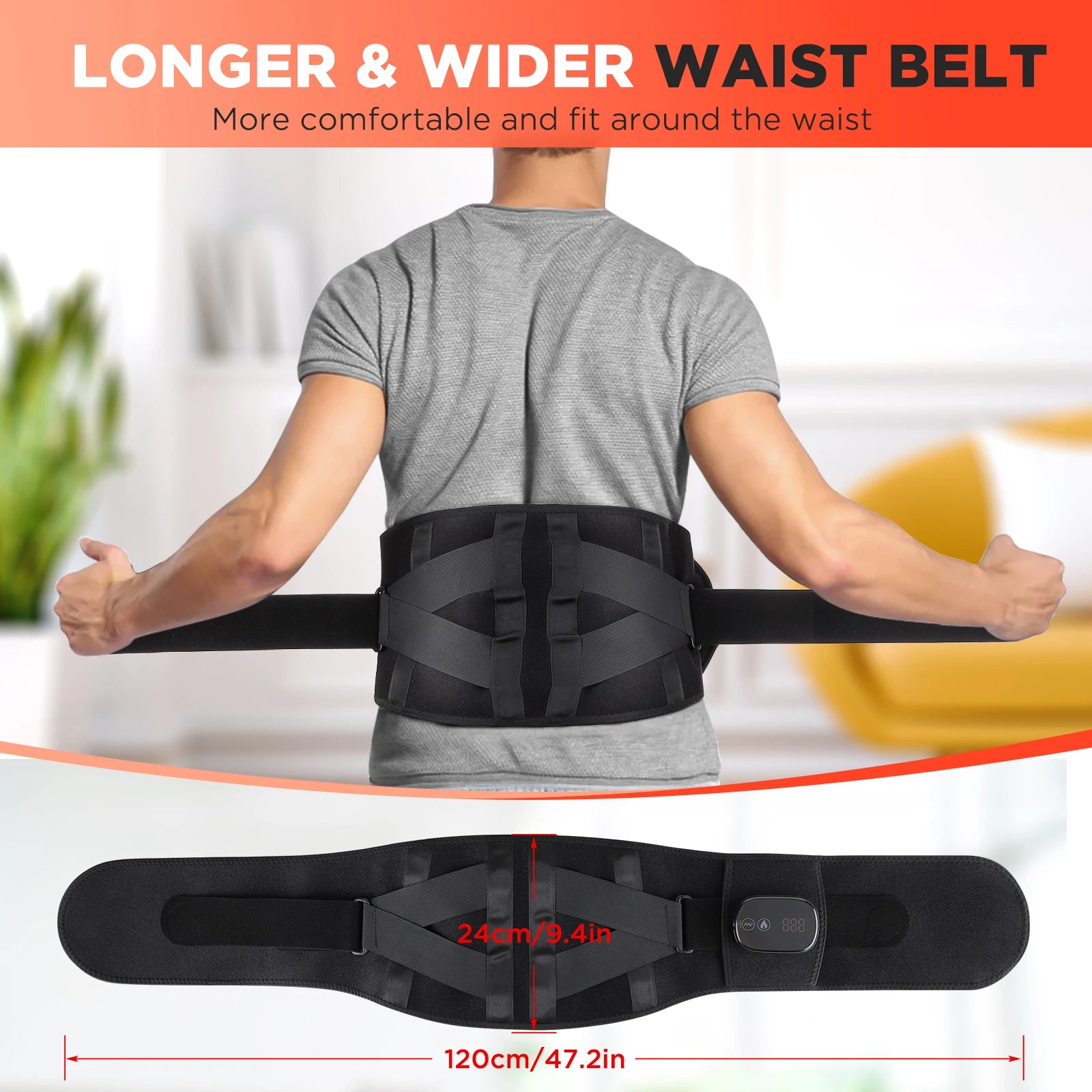 Cordless Heated Vibration Back Massage Belt for Waist Relief - 11