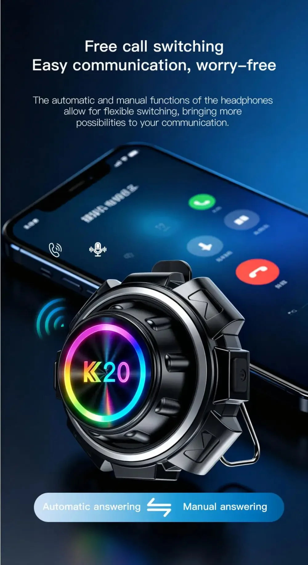 Wireless Motorcycle Helmet Bluetooth Intercom Headset