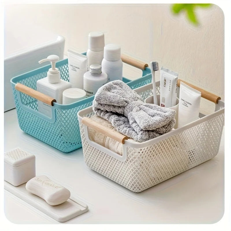 Multi-Purpose Hollow Storage Basket with Wood Handles