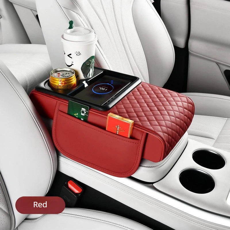 Wireless Charging Car Armrest Storage Box and Height Pad - 9