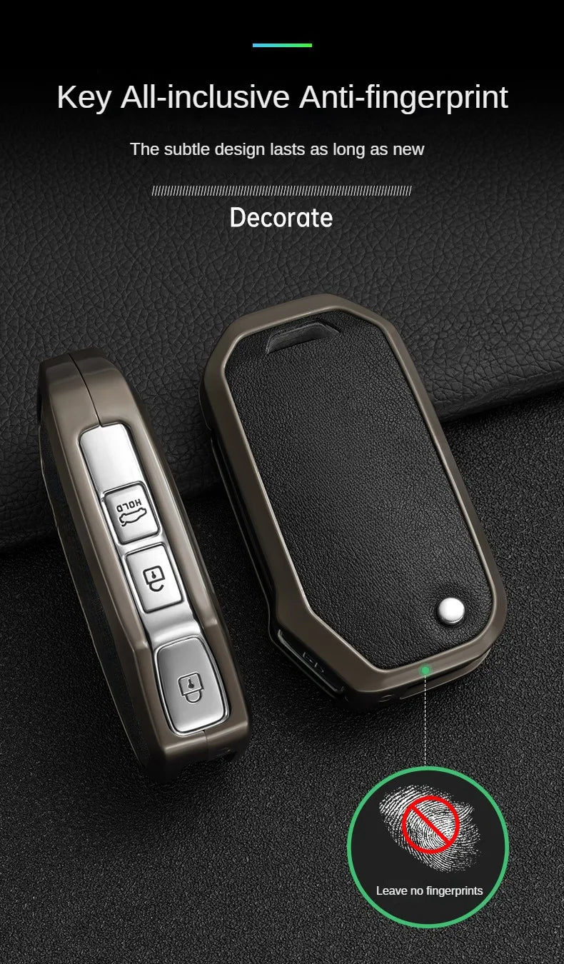 Leather and Zinc Alloy Car Key Case for Kia
