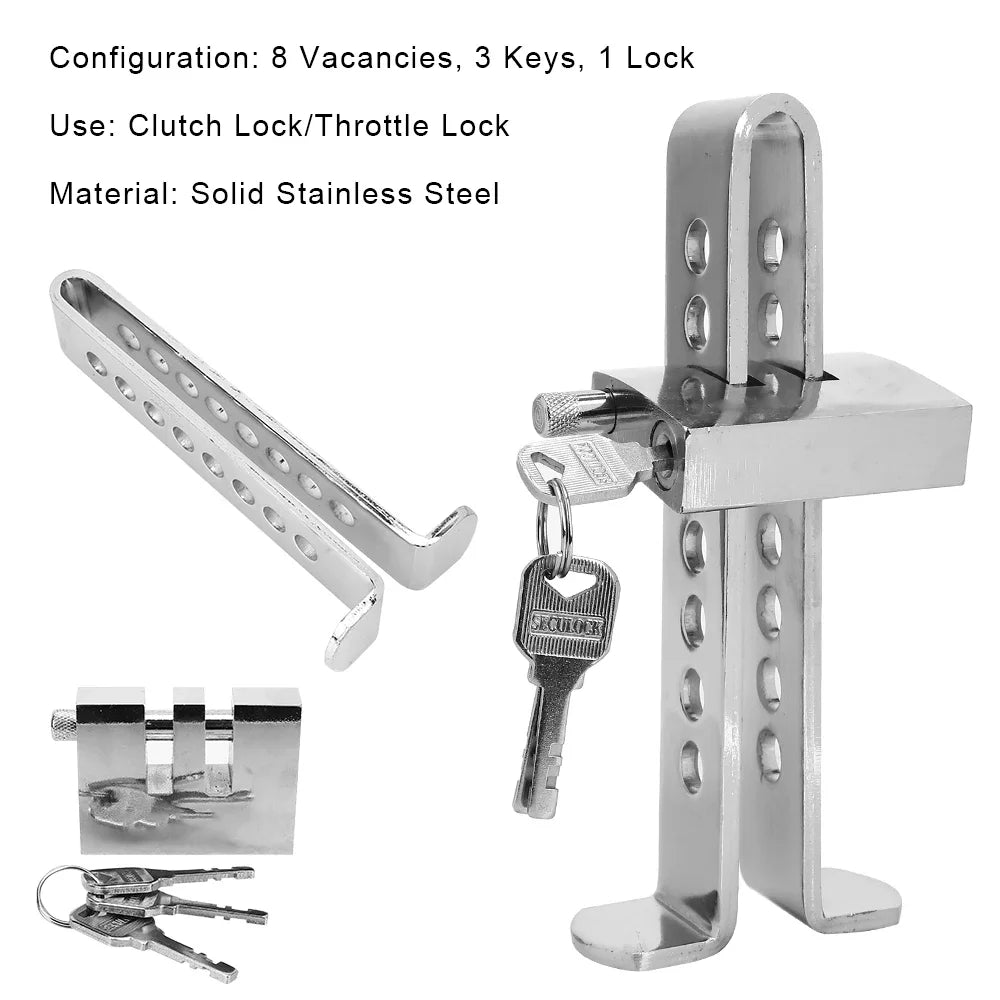 Heavy Duty Stainless Steel Anti-Theft Car Pedal Lock - 10
