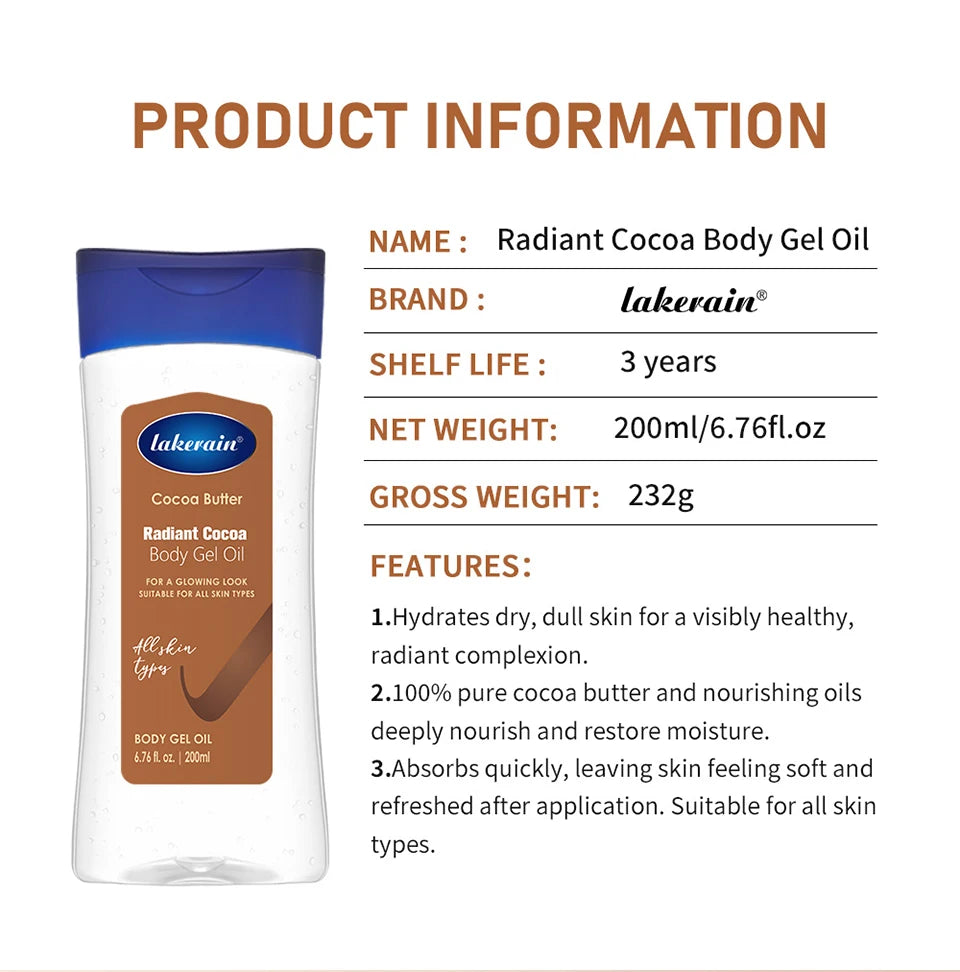 Cocoa Butter Body Gel Oil for Radiant Glowing Skin - 17