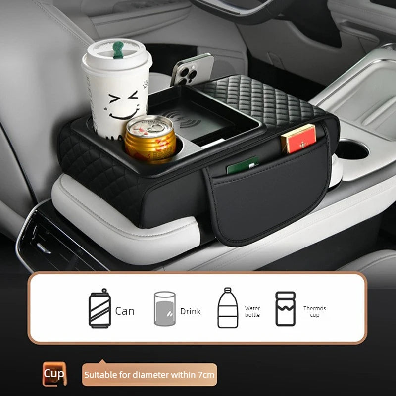 Wireless Charging Car Armrest Storage Box and Height Pad - 5