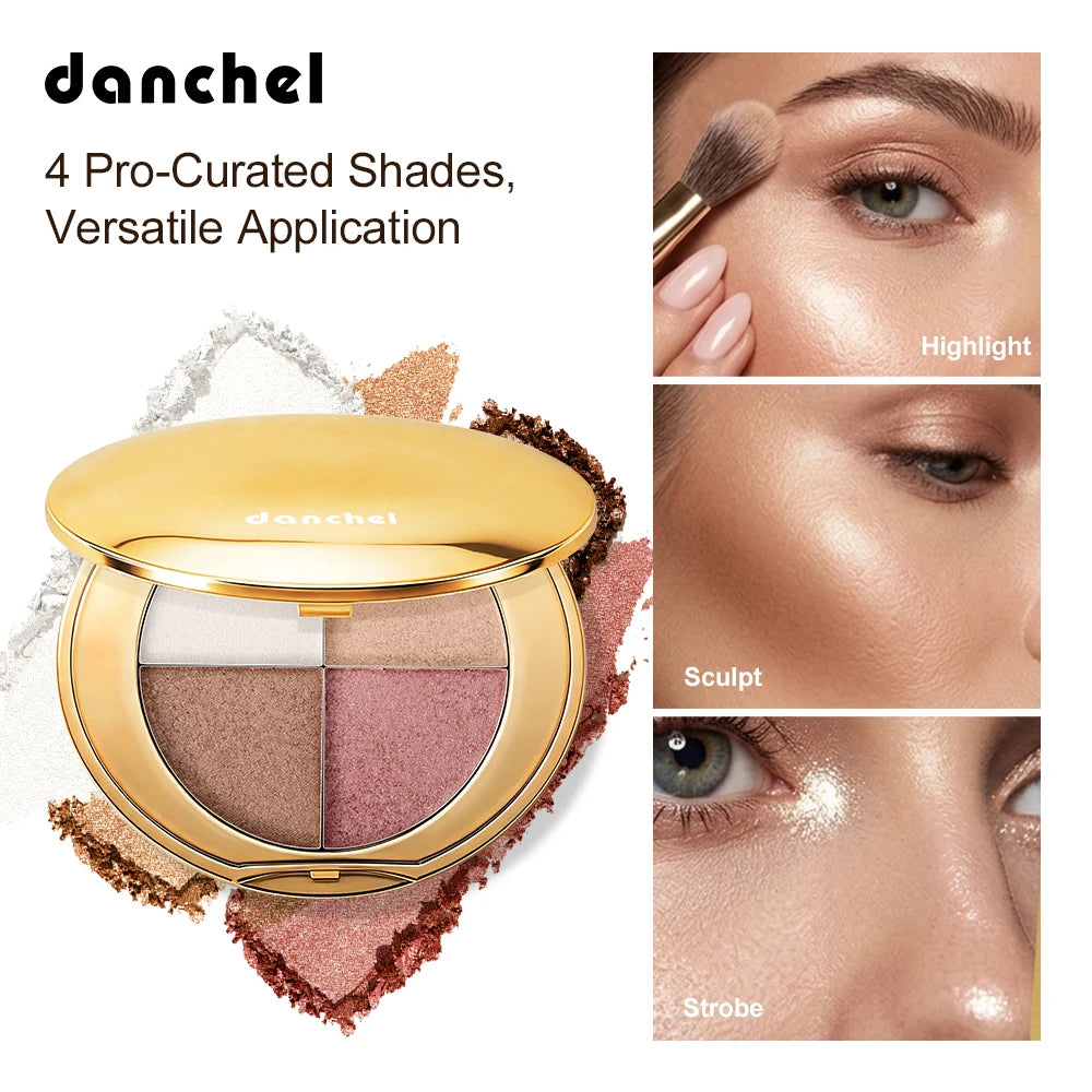 4-Color Shimmering Highlighting and Contouring Face Palette