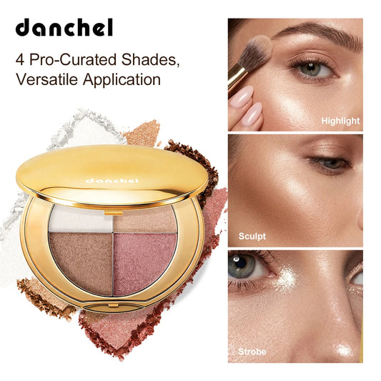 4-Color Shimmering Highlighting and Contouring Face Palette