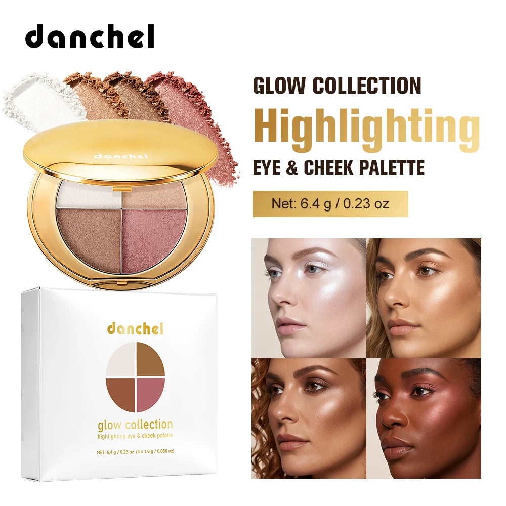 4-Color Shimmering Highlighting and Contouring Face Palette
