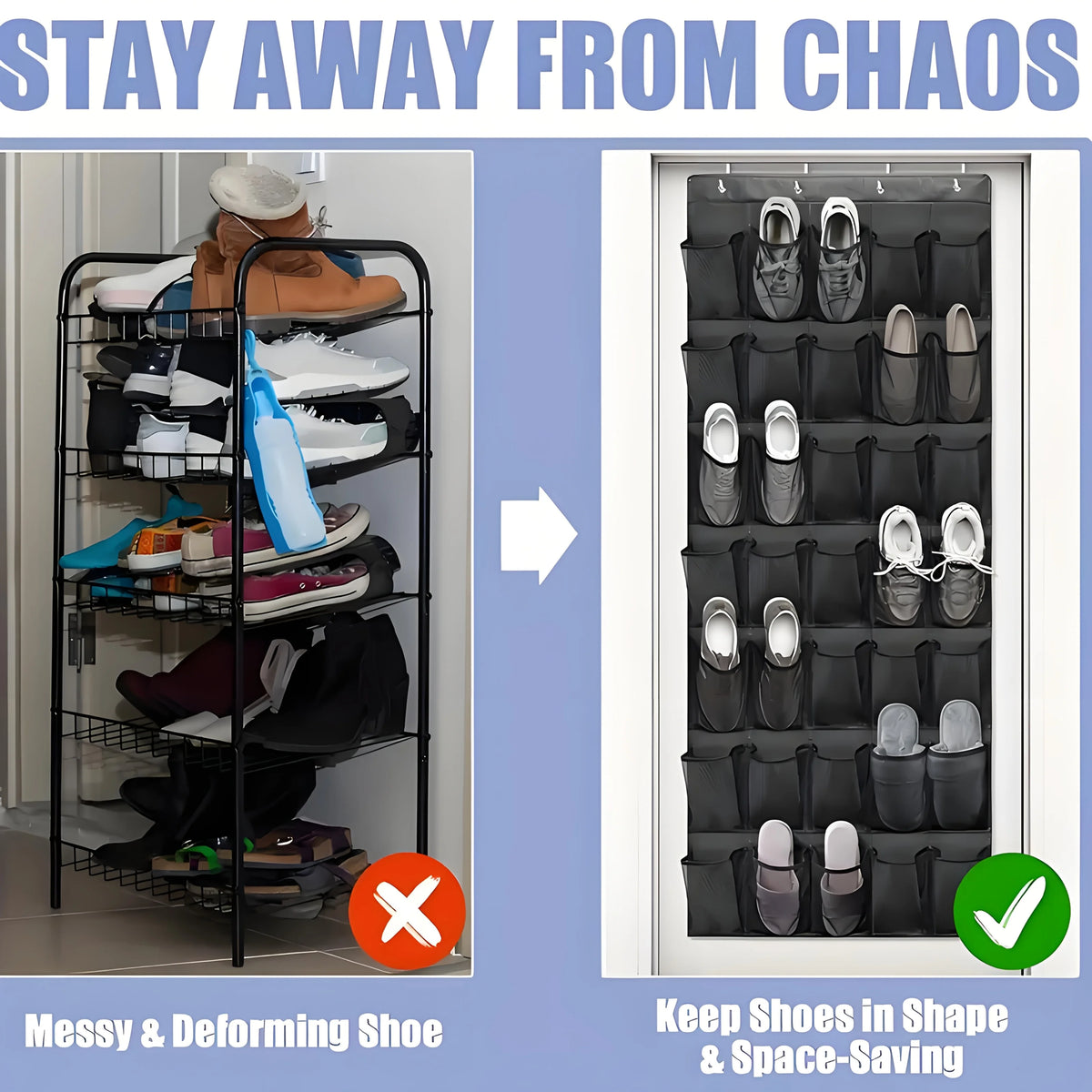 Over-the-Door Hanging Shoe and Accessory Organizer