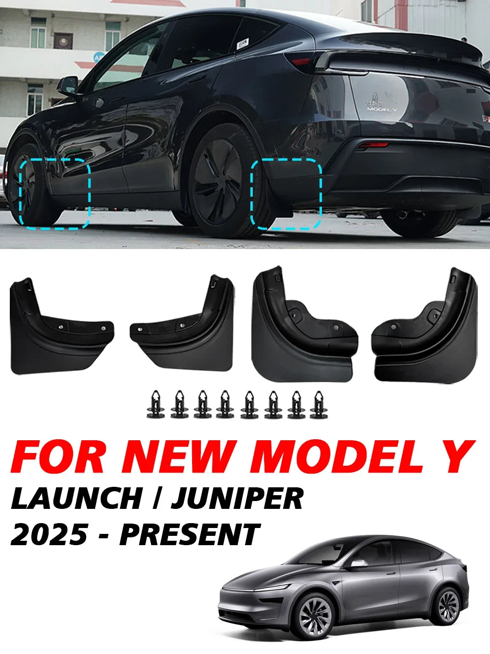 TPE Mud Flaps Splash Guards for Model Y 2020-2026