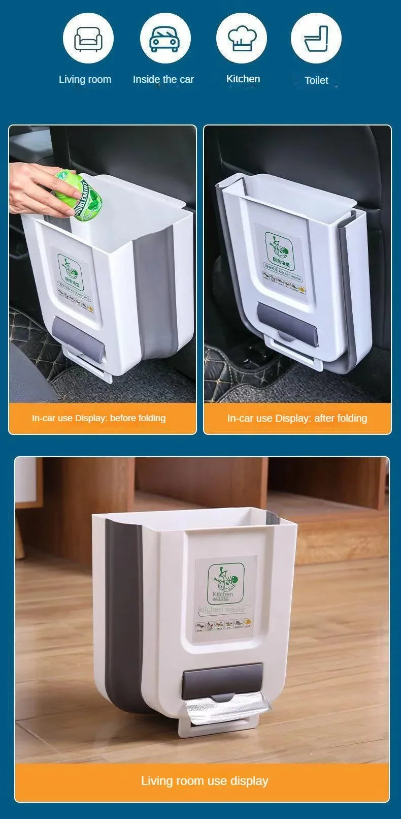 Foldable Hanging Trash Can for Kitchen and RV - 13