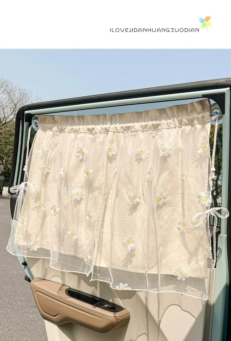 Floral Print Retractable Car Window Sunshade - 20