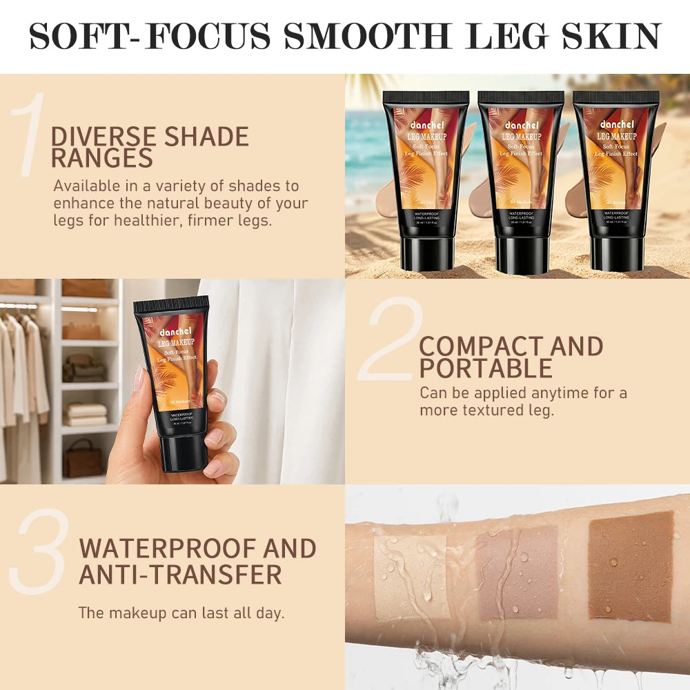 Waterproof Body Foundation and Leg Makeup with Applicator Glove