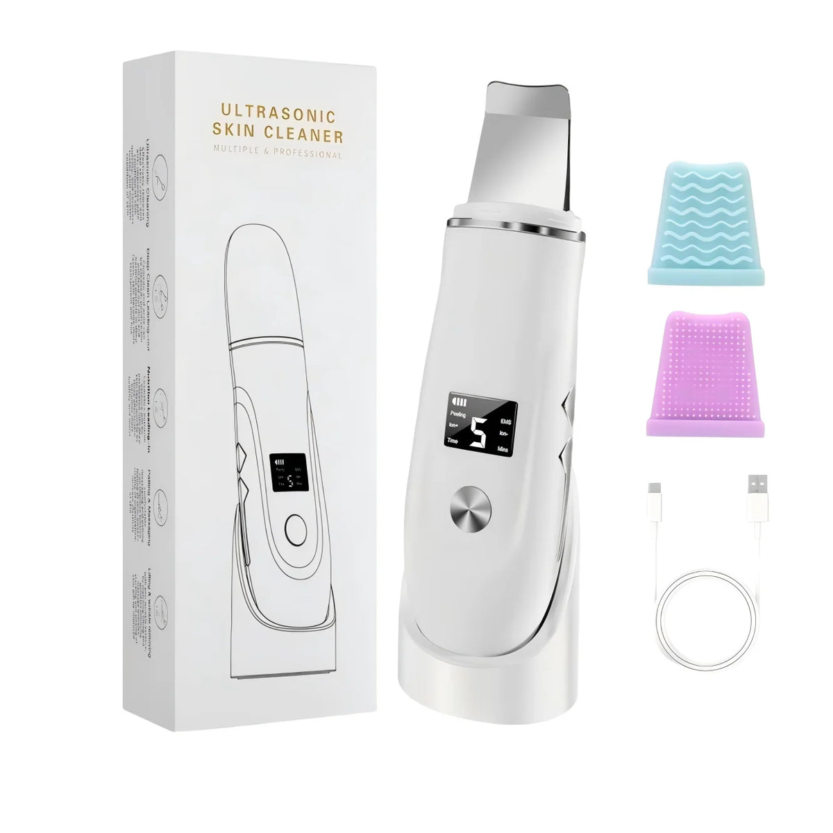 4-in-1 Ultrasonic Facial Skin Scrubber and Pore Cleaner