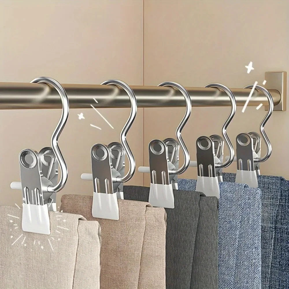 Portable Stainless Steel Laundry Hanger Clips for Closet Organization
