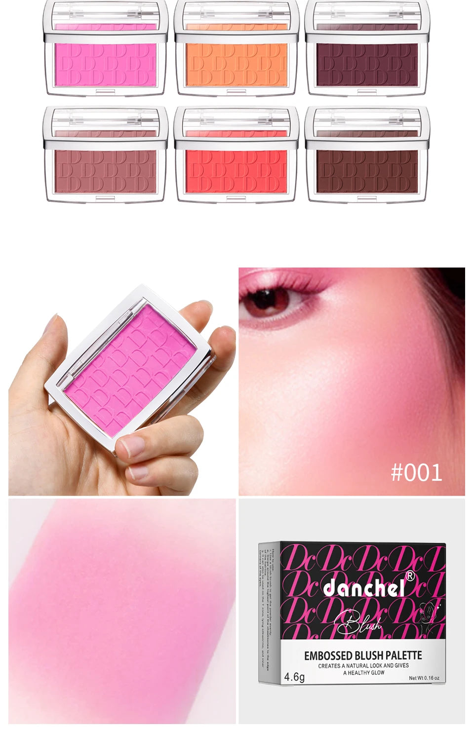 Matte Embossed Blush Palette with Professional Brush - 13