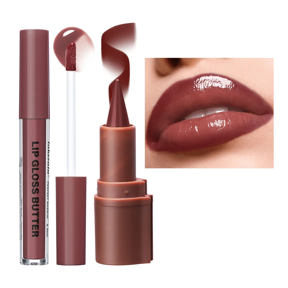 Hydrating Lip Liner and Lip Gloss Makeup Set - 12