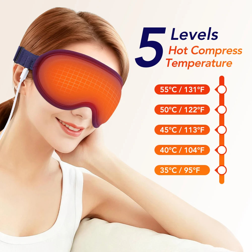 Heated Vibrating 3D Eye Massager Mask for Stress Relief and Sleep