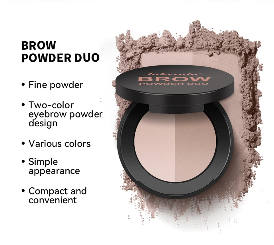 Two-Tone Waterproof Eyebrow Powder for Natural Brows and Contouring