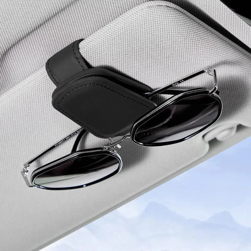 Magnetic Leather Car Sun Visor Sunglasses Holder Clip