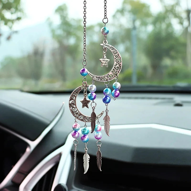 Dreamcatcher Moon and Star Rearview Mirror Car Pendant - 5