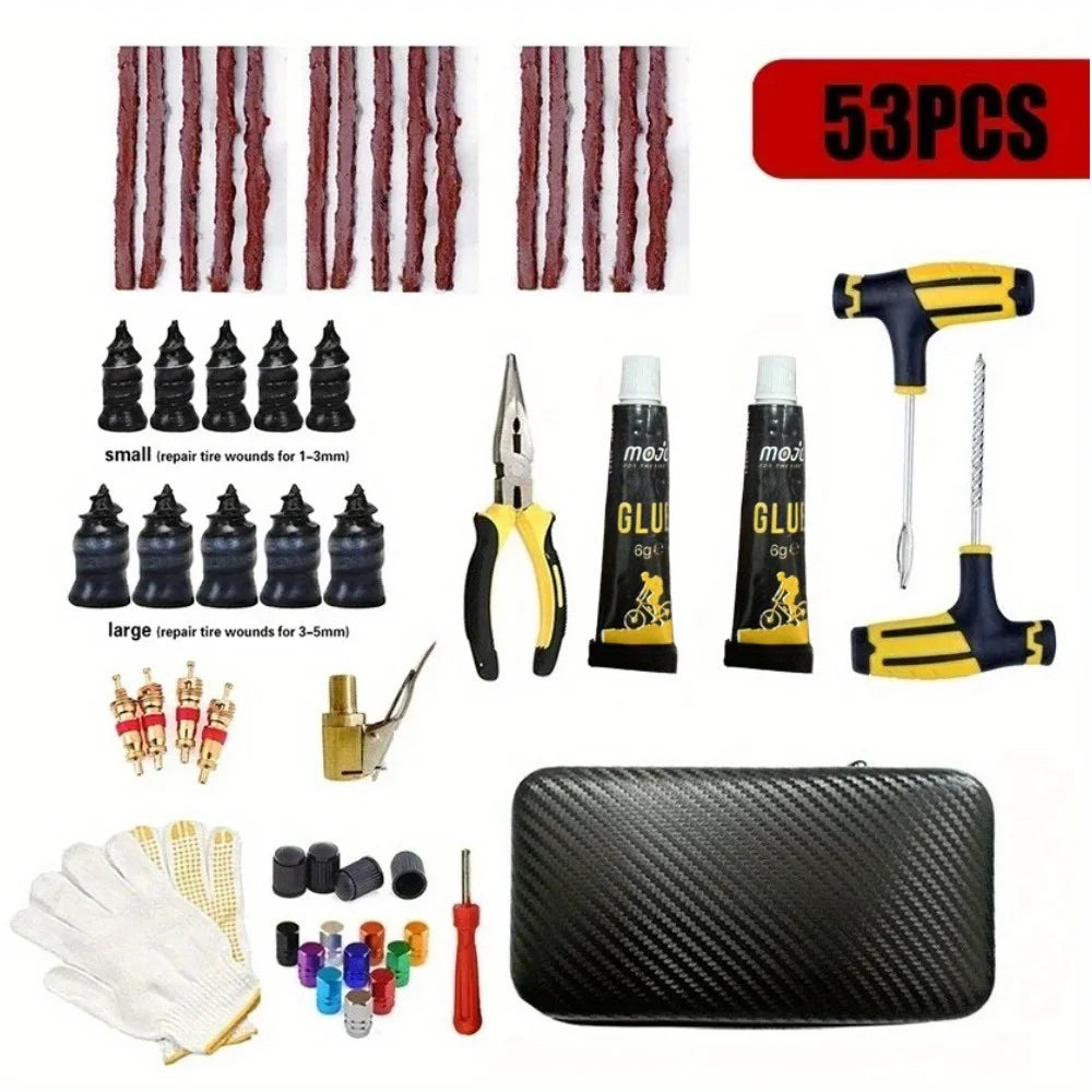 Emergency Tire Repair Tool Kit for Cars and Motorcycles