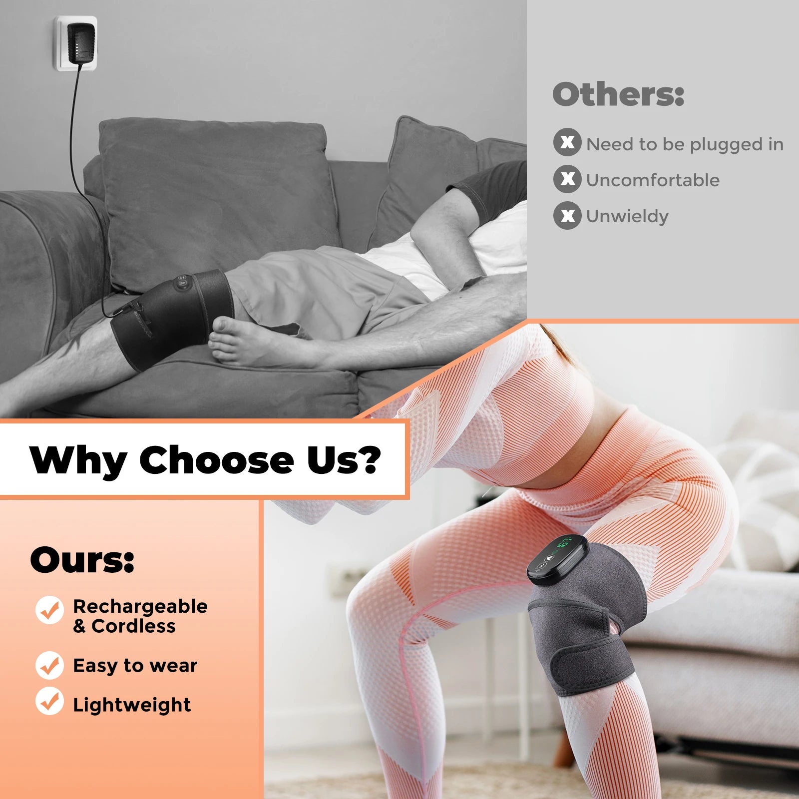 Cordless Heated Knee Massager with Vibration Therapy - 11