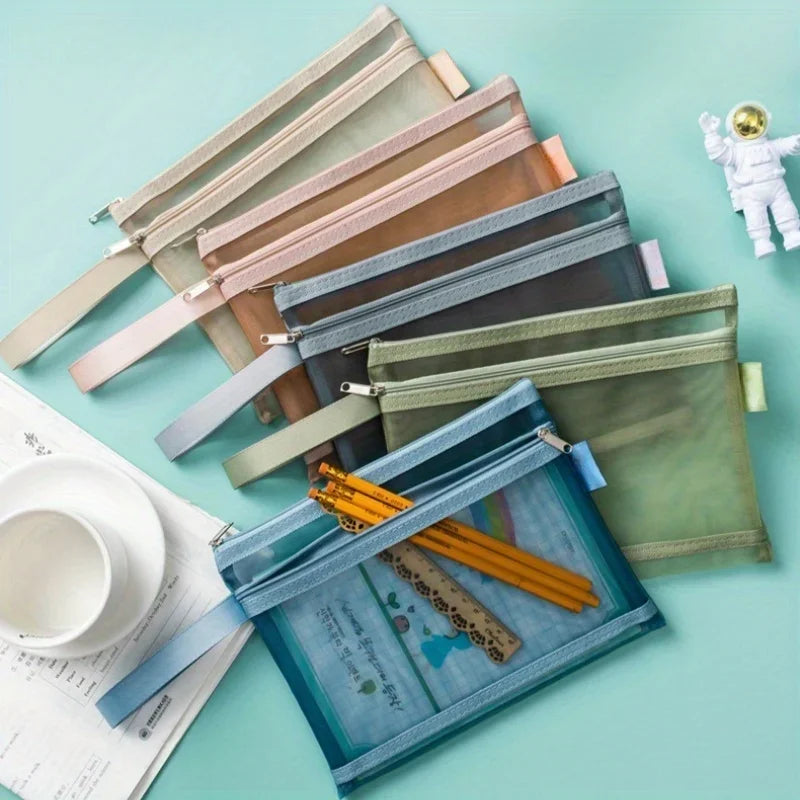 Transparent Double-Layer Mesh Document Storage Bag