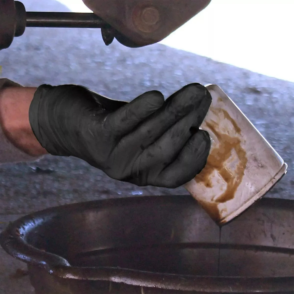 Heavy Duty Black Nitrile Disposable Gloves Powder Free Multipurpose - 12
