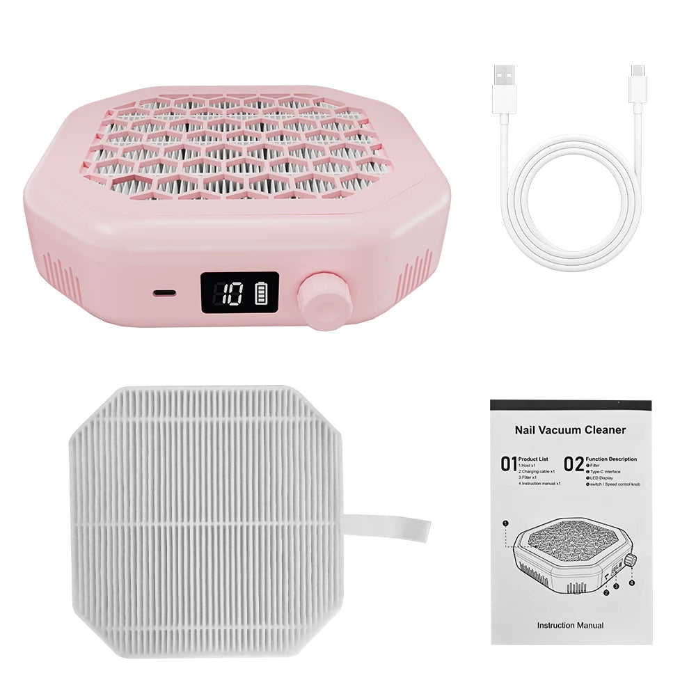 Cordless Rechargeable Nail Dust Collector with Powerful Suction - 19