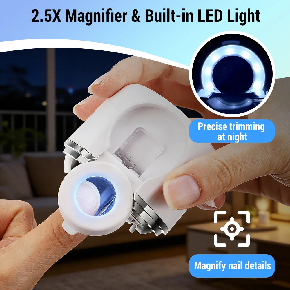 Electric Nail Clipper with Magnifier and LED Light - 3